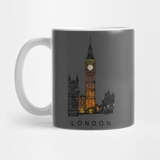 Big Ben, Tower of London at night, England. Mug